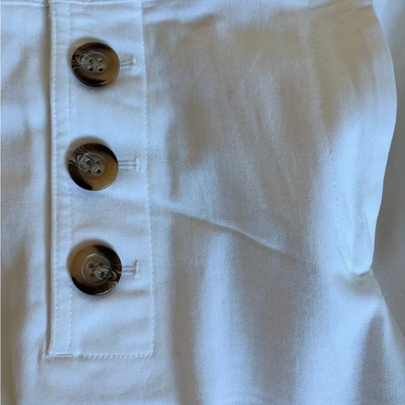 Ann Taylor Cream Wide-Leg Pants with Button Accent - Picture 3 of 4